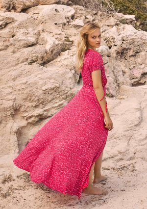 Daphne Easy Days Wrap Maxi Dress Red