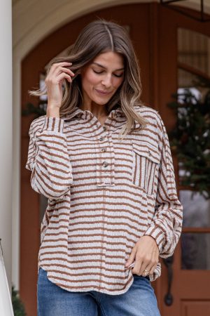 Lightweight Morning Latte Striped Top – DU Deal